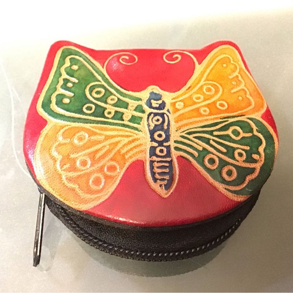 Colorful Han Tooled Butterfly Coin Purse